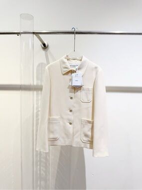 🚩steal Dior Cream Button-Front Blazer Jacket
